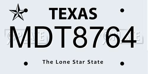 MDT8764 Texas License Plate