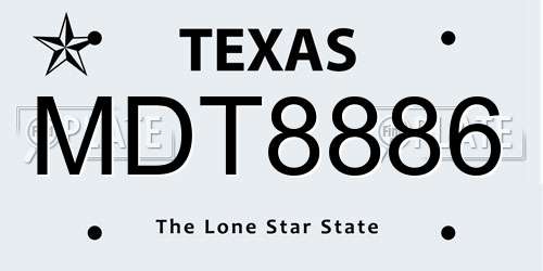 MDT8886 Texas License Plate