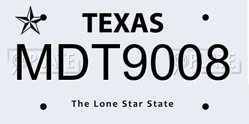 MDT9008 Texas License Plate