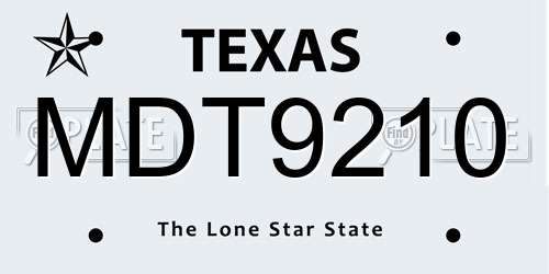 MDT9210 Texas License Plate