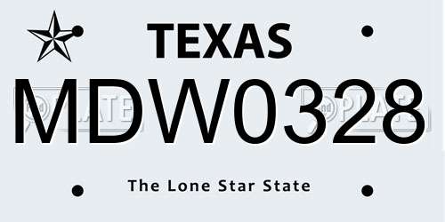 MDW0328 Texas License Plate