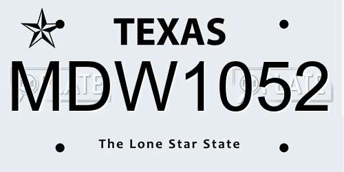 MDW1052 Texas License Plate