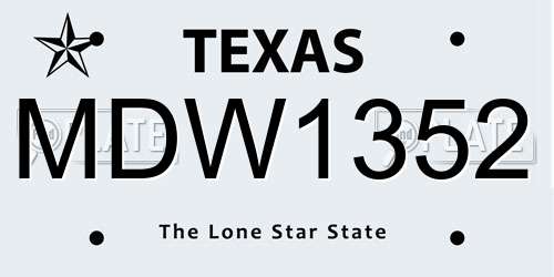 MDW1352 Texas License Plate