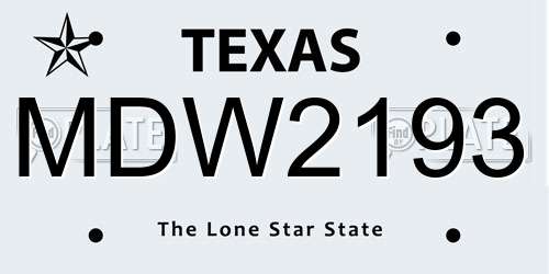 MDW2193 Texas License Plate