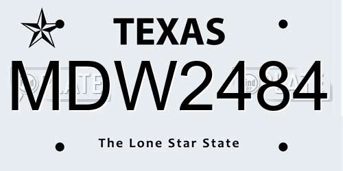 MDW2484 Texas License Plate