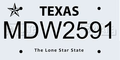 MDW2591 Texas License Plate
