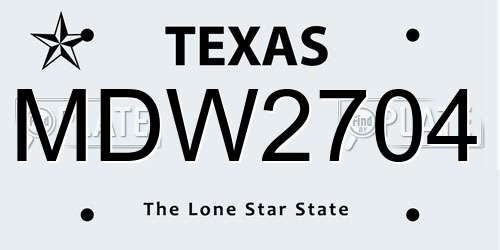 MDW2704 Texas License Plate