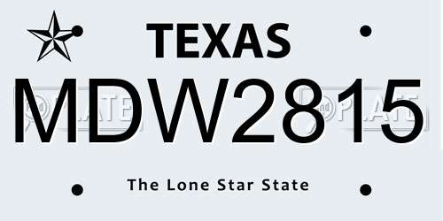 MDW2815 Texas License Plate