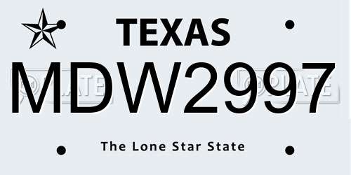 MDW2997 Texas License Plate