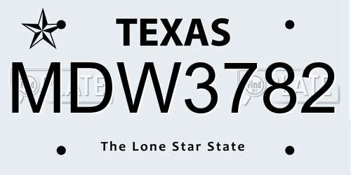 MDW3782 Texas License Plate