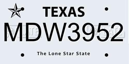 MDW3952 Texas License Plate