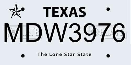 MDW3976 Texas License Plate