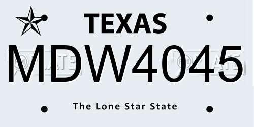 MDW4045 Texas License Plate