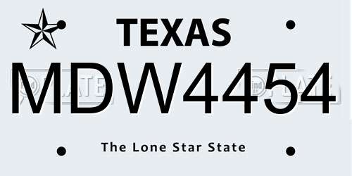 MDW4454 Texas License Plate