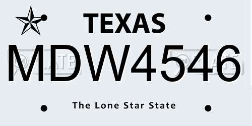 MDW4546 Texas License Plate