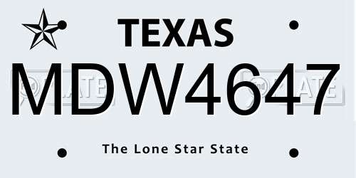 MDW4647 Texas License Plate