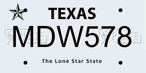 MDW578 Texas License Plate