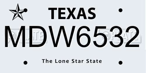 MDW6532 Texas License Plate