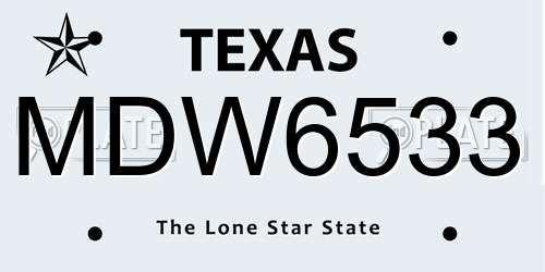 MDW6533 Texas License Plate