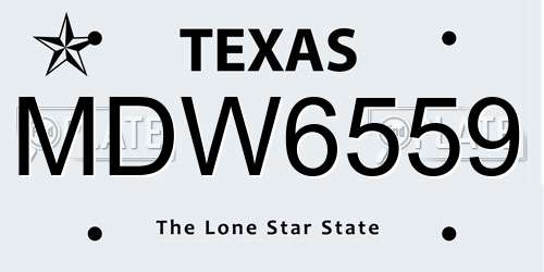 MDW6559 Texas License Plate