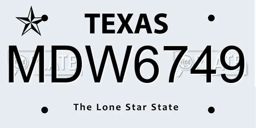 MDW6749 Texas License Plate