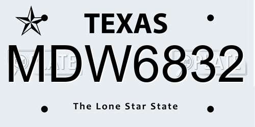 MDW6832 Texas License Plate