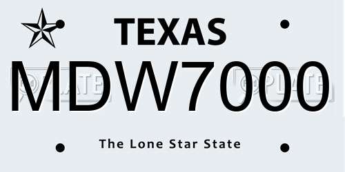 MDW7000 Texas License Plate