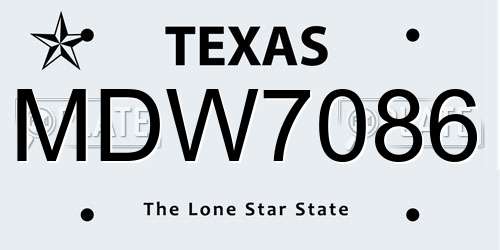 MDW7086 Texas License Plate