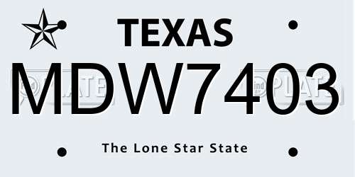 MDW7403 Texas License Plate