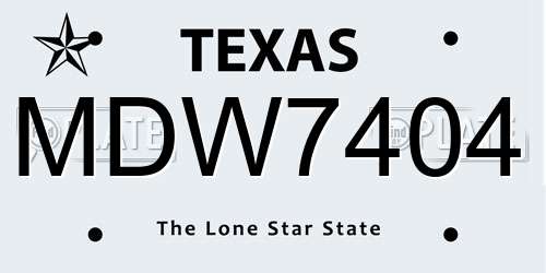 MDW7404 Texas License Plate