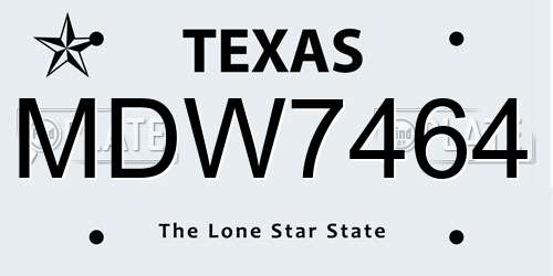 MDW7464 Texas License Plate