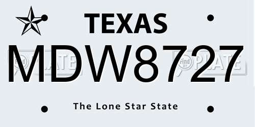 MDW8727 Texas License Plate