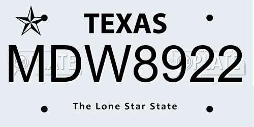 MDW8922 Texas License Plate