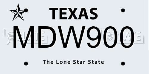 MDW900 Texas License Plate