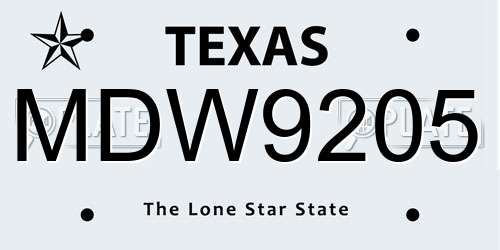 MDW9205 Texas License Plate