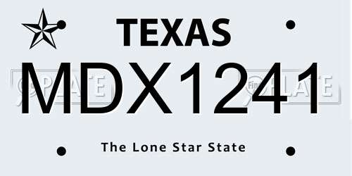 MDX1241 Texas License Plate