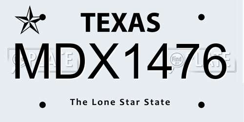 MDX1476 Texas License Plate