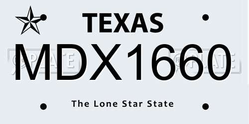 MDX1660 Texas License Plate