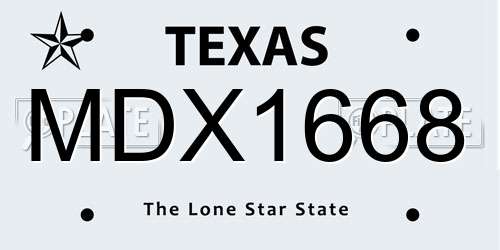 MDX1668 Texas License Plate