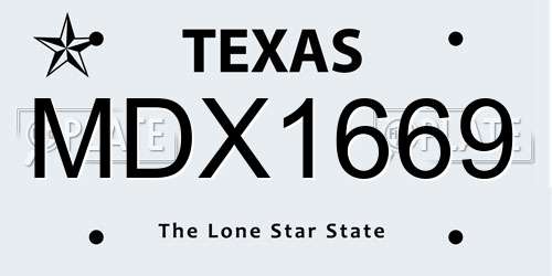 MDX1669 Texas License Plate