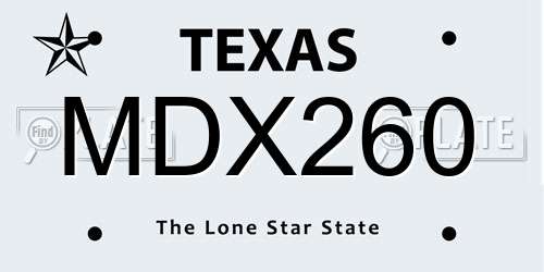MDX260 Texas License Plate
