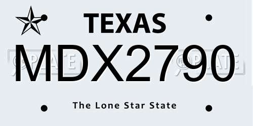 MDX2790 Texas License Plate