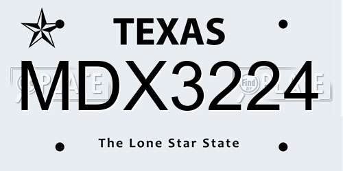MDX3224 Texas License Plate