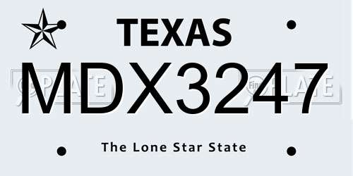 MDX3247 Texas License Plate