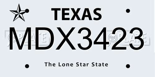MDX3423 Texas License Plate