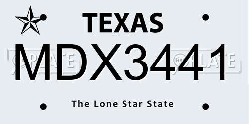 MDX3441 Texas License Plate