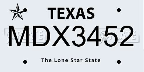 MDX3452 Texas License Plate