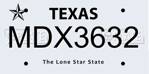 MDX3632 Texas License Plate