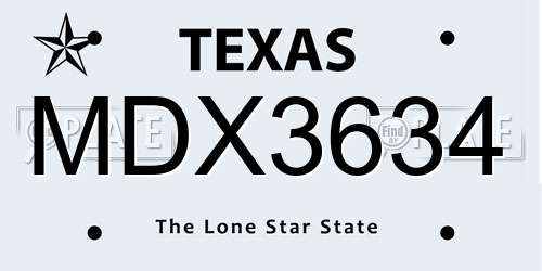 MDX3634 Texas License Plate