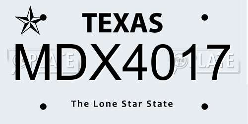 MDX4017 Texas License Plate